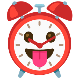 Alarm clock and Face with tongue