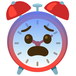 alarm clock and fearful face