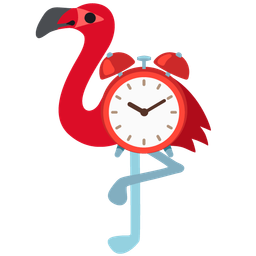 alarm clock and flamingo
