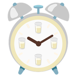 alarm clock and glass of milk