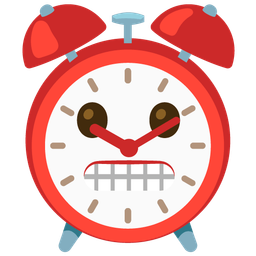 alarm clock and grimacing face