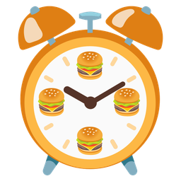 alarm clock and hamburger