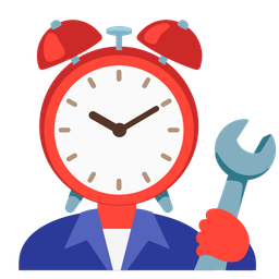 alarm clock and hammer and wrench