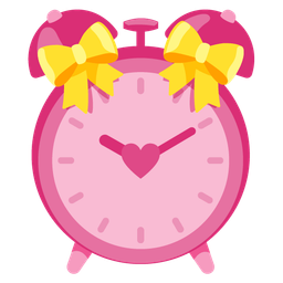 alarm clock and heart with ribbon