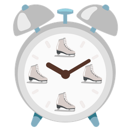 alarm clock and ice skate