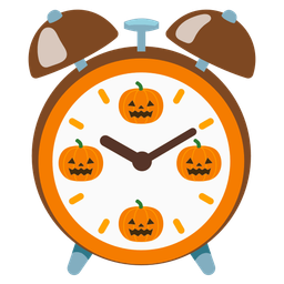 alarm clock and jack-o-lantern