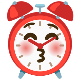 Alarm clock and Kissing face with closed eyes