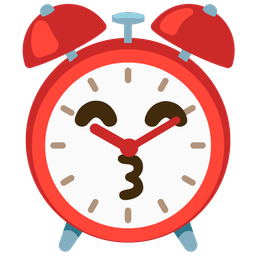 Alarm clock and Kissing face with smiling eyes