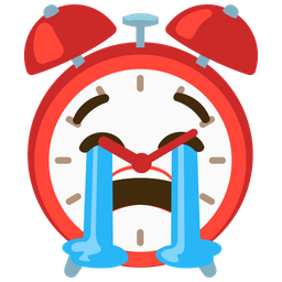 alarm clock and loudly crying face