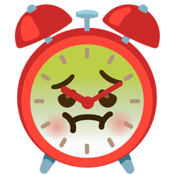 alarm clock and nauseated face