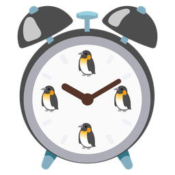 alarm clock and penguin