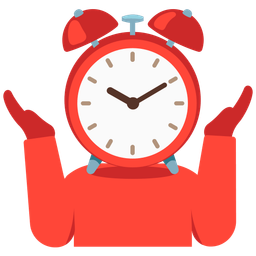 alarm clock and person shrugging