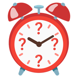 alarm clock and red question mark