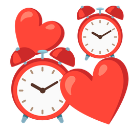 alarm clock and revolving hearts