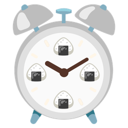 alarm clock and rice ball