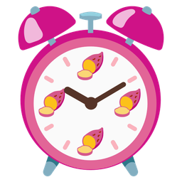 alarm clock and roasted sweet potato