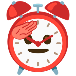 alarm clock and saluting face