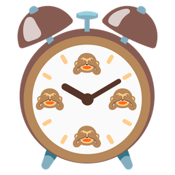 alarm clock and see-no-evil monkey