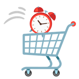 alarm clock and shopping cart