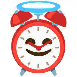 Alarm clock and Smiling face with halo
