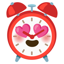 Alarm clock and Smiling face with heart-eyes