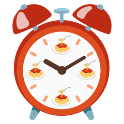 alarm clock and spaghetti