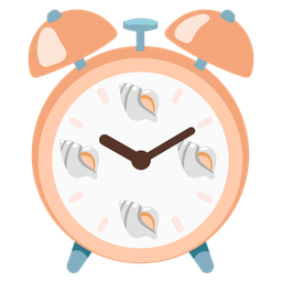 alarm clock and spiral shell