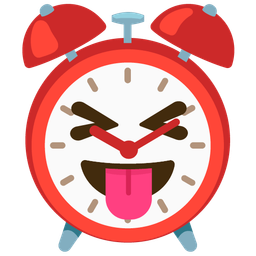 Alarm clock and Squinting face with tongue