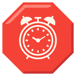 alarm clock and stop sign