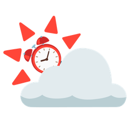 alarm clock and sun behind cloud