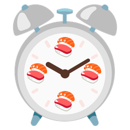 alarm clock and sushi