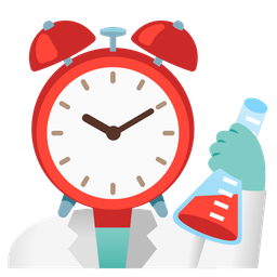 alarm clock and test tube