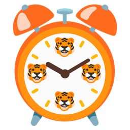 alarm clock and tiger face