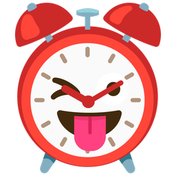 Alarm clock and Winking face with tongue