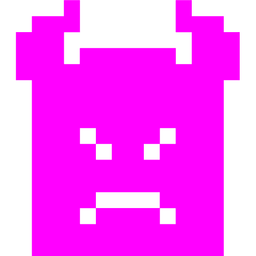 alien monster and angry face with horns