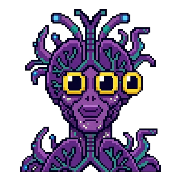 Alien monster and Busts in silhouette