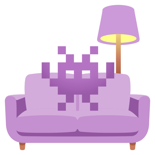 Alien monster and Couch and lamp