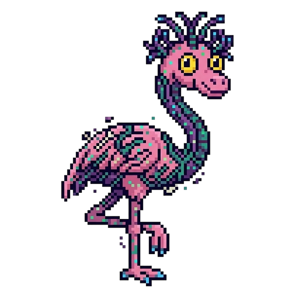 Alien monster and Flamingo
