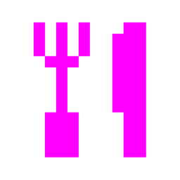 alien monster and fork and knife with plate