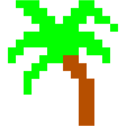 alien monster and palm tree