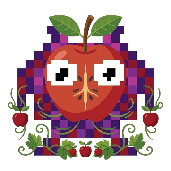 Alien monster and Red apple