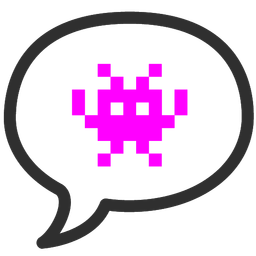 alien monster and speech balloon