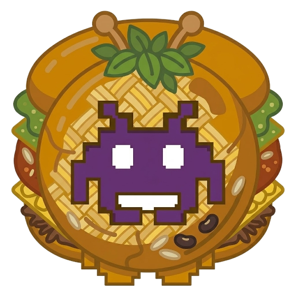 Alien monster and Stuffed flatbread