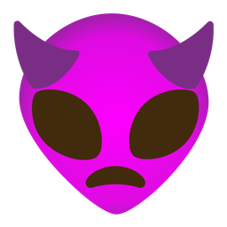 alien and angry face with horns