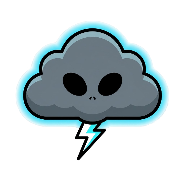 Alien and Cloud with lightning