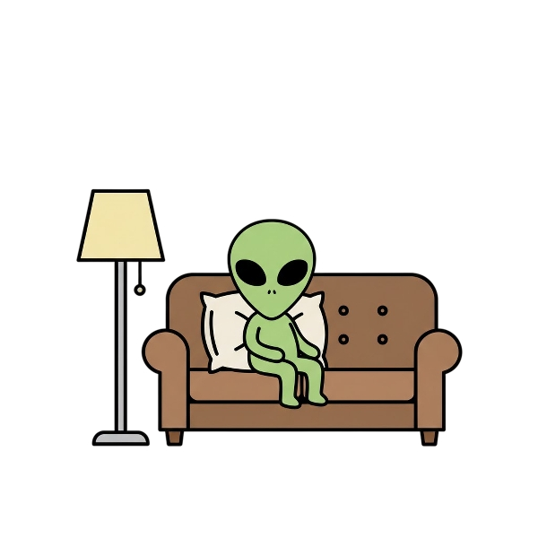 Alien and Couch and lamp