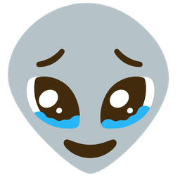 alien and face holding back tears
