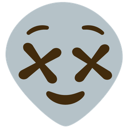 alien and face with crossed-out eyes