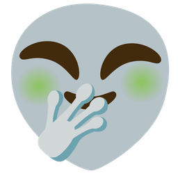 alien and face with hand over mouth