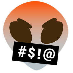 alien and face with symbols on mouth